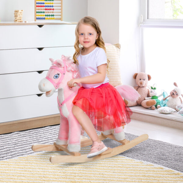 iKid Plush Rocking Horse Realistic Sounds Swinging Tail Pink Ideal Birth Gift Joyful Engaging For 3 Years - Image 7