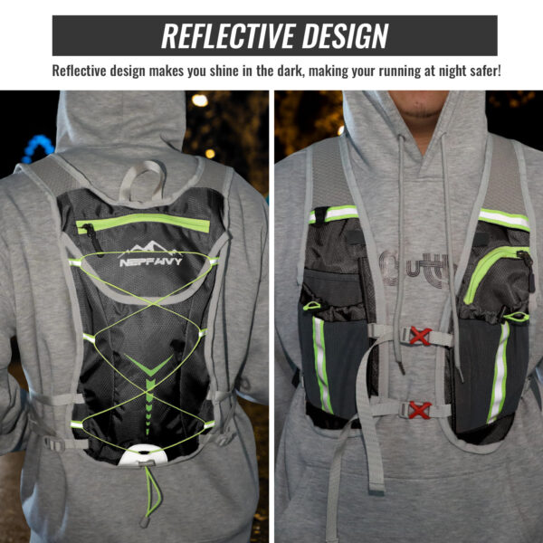 iKid Nepfaivy Running Vest Hydration Backpack - Lightweight And Reflective Running Hydration Vest With Multi-Pouches Breathable And Adjustable Running Backpacks For Outdoor Running Cycling Climbing