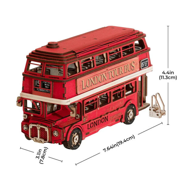 iKid Rolife London Tour Bus Car 3D Wooden Puzzle Model Toy Home Decor Xmas Gift - Image 3