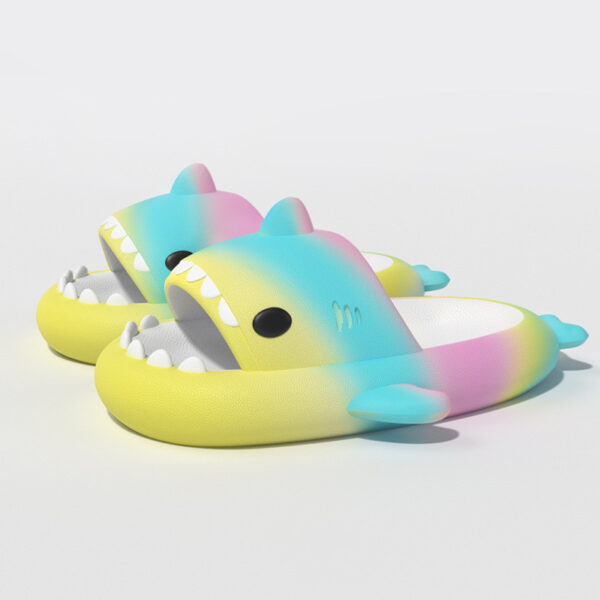 iKid Gradient Rainbow Shark Slippers Women'S Summer Indoor