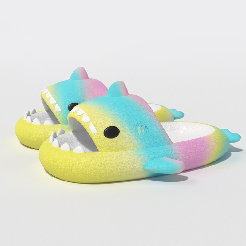 iKid Gradient Rainbow Shark Slippers Women’S Summer Indoor