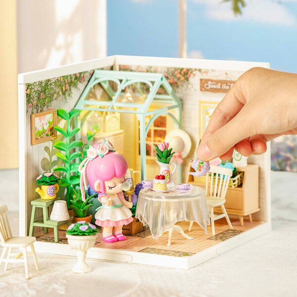 iKid Robotime Diy Miniature House Kit Dollhouse Model Building Craft Kit Birthday Creative Gifts For Adults Kids Girls Boys Blooming Tea Garden - Image 4