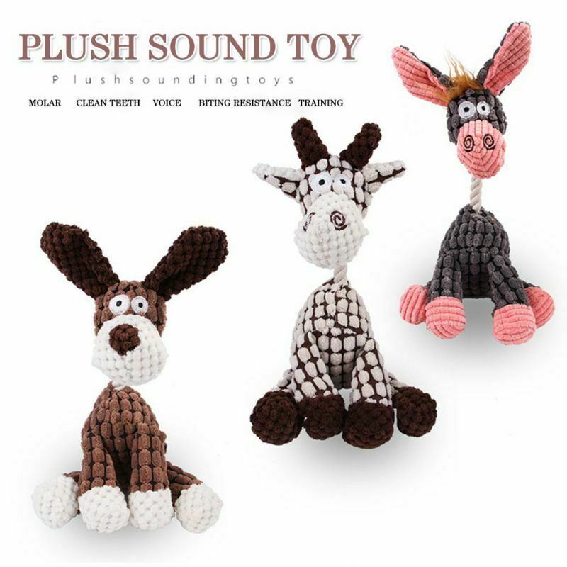 iKid Dog Toy Play Funny Pet Puppy Chew Squeaker Squeaky Plush Sound Toys Clean Teeth