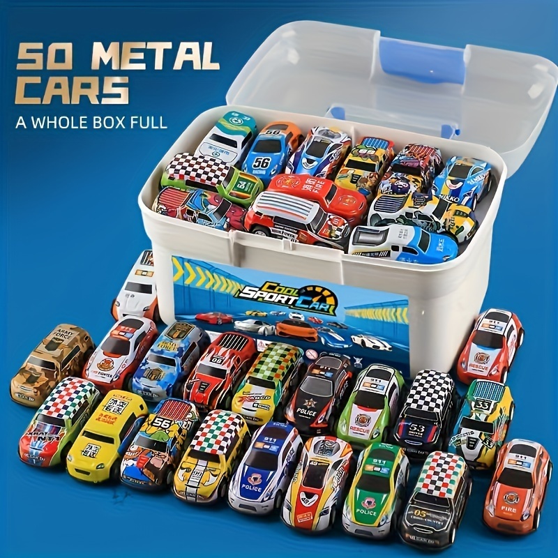 iKid A 50-Piece Alloy Toy Car Set With A Storage Box And A Foldable Play Mat As Well As A Wide Variety Of Combinations Perfect As An Educational And Entertaining Gift For Children Aged 3 And Up