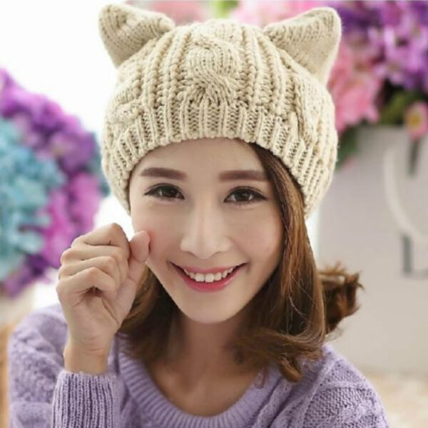 iKid Hand Made 3D Cute Knitted Cat Ear Beanie For Winter - Image 8