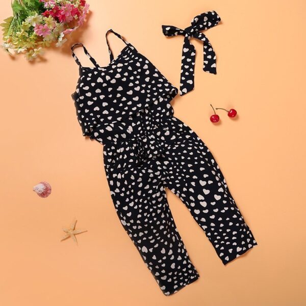iKid Fashion Summer Kids Girls Clothing Sets Cotton Sleeveless Polka Dot Strap Girls Jumpsuit Clothes Sets Outfits Children Suits - Image 2