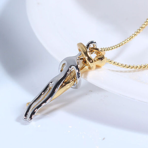 iKid Love Hug Necklace Unisex Men Women Couple Jewelry Simple Temperament Clavicle Chain Valentines Day Lover Gift - Image 3