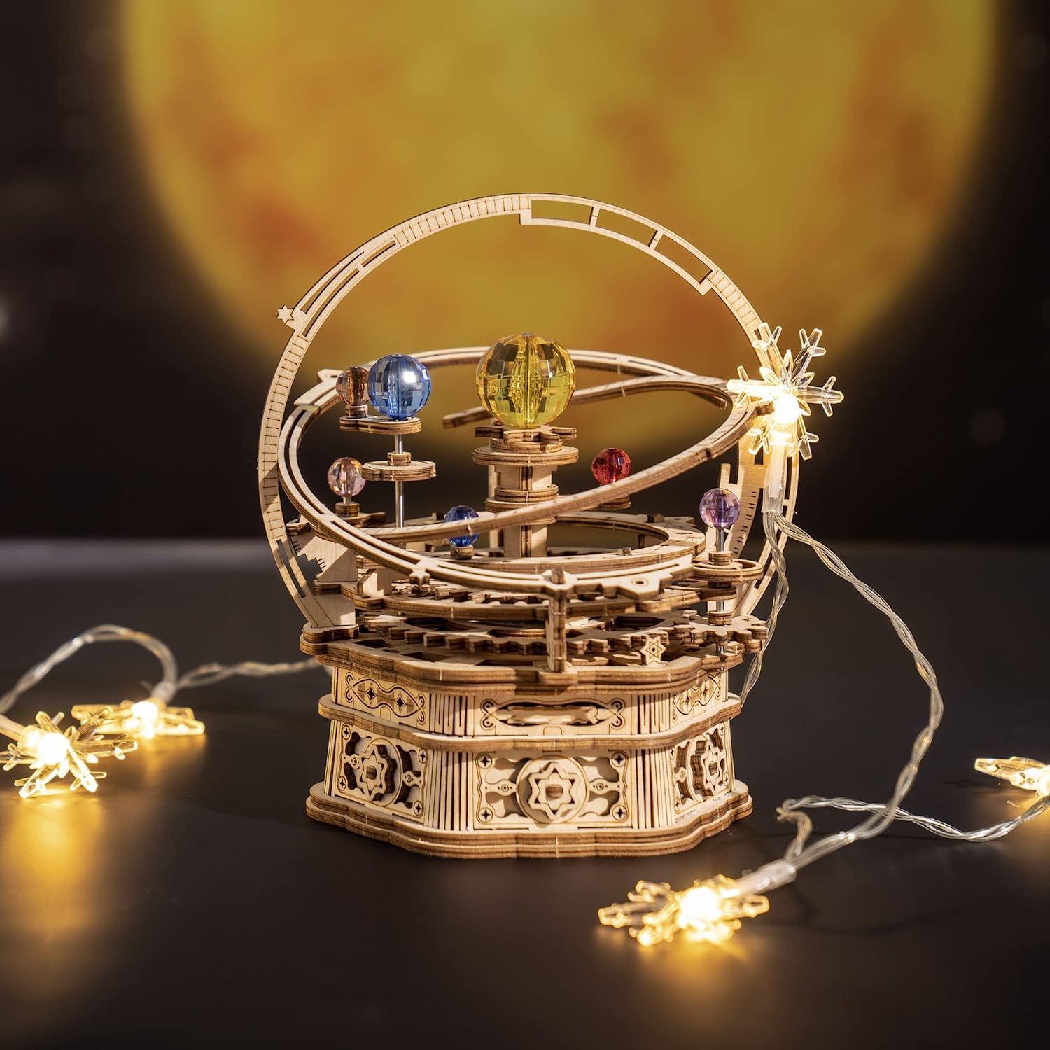 iKid Rokr Rotating Starry Night Mechanical Music Box 3D Wooden Puzzle Assembly Model Building Kits Toys For Children Kids – Amk51