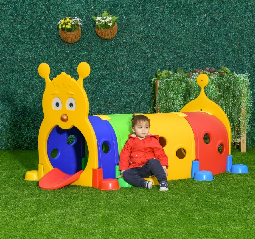 iKid Tunnel Kids Outdoor Play Multicolor 59 Inches Long Non-Toxic Pp Toddler Toy For 3-6 Years Old