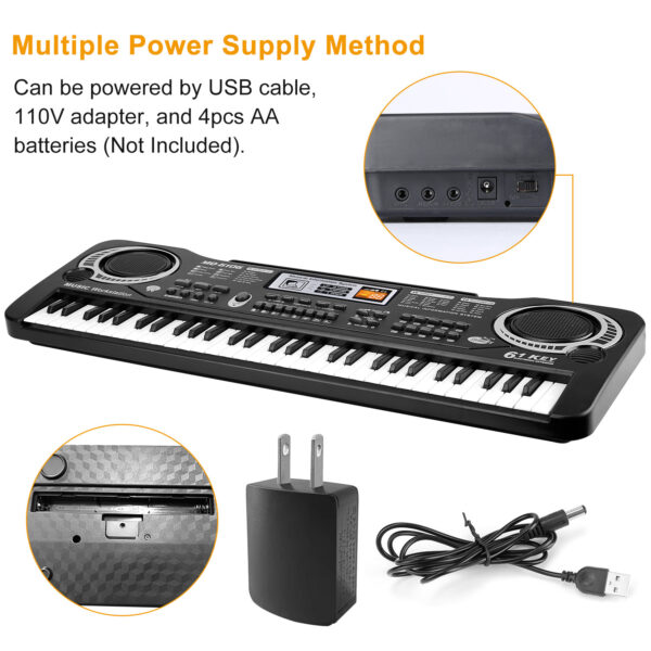 iKid 61 Keys Digital Music Electronic Keyboard Electric Piano Musical Instrument Kids Learning Keyboard With Microphone For Beginners Kids Girls Boys Adults - Image 7