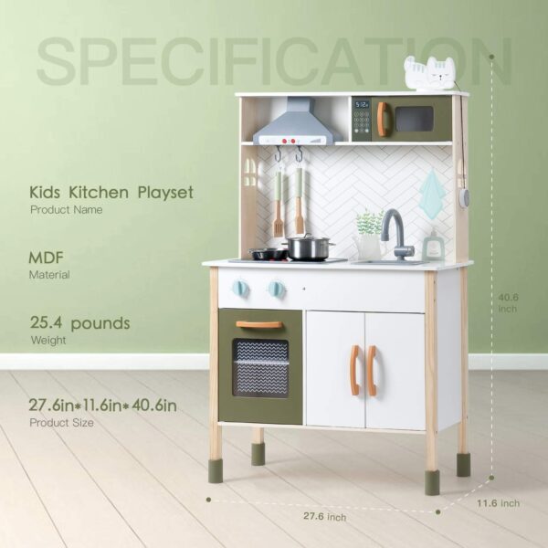 iKid Robud 3D Wooden Pretend Play Kitchen Playset For Toddlers Kids Education Toys - Image 2
