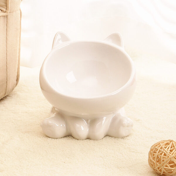 iKid Ceramic Cat Bowl Cat Bowl Cat Food Bowl Neck Guard Oblique Mouth Dog Bowl Pet Bowl - Image 4