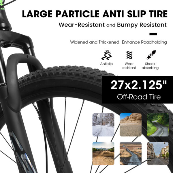 iKid A27366 27 Inch Mountain Bike 21 Speed Suspension Fork Aluminum Frame Disc Brake Mountain Biking For Both Men And Women. - Image 6
