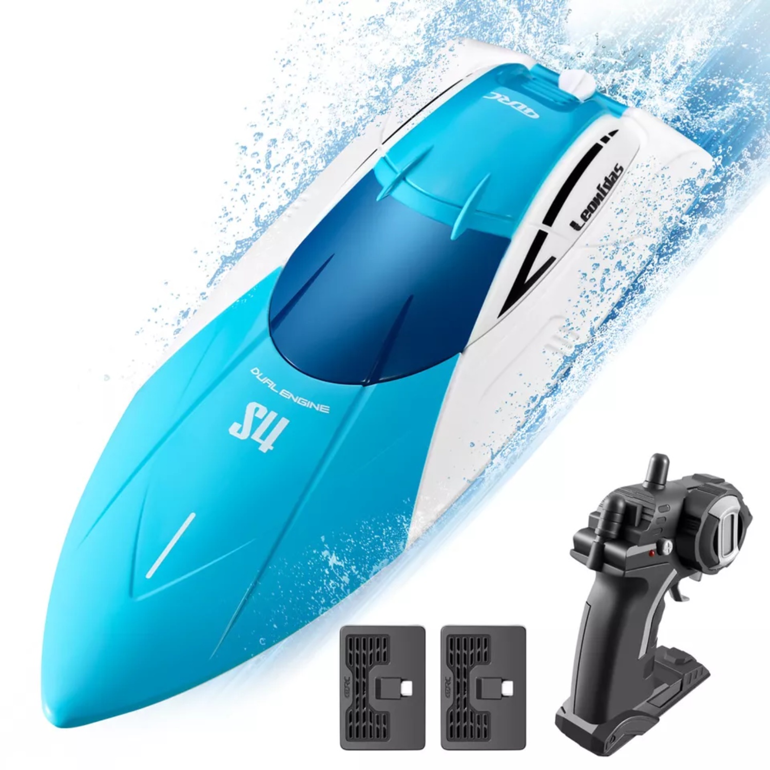 iKid 2025 Rc-Boot Ferngesteuertes Boot Fur Kinder Und Erwachsene 24 Ghz Rennboote Fur Pools Und Seen Alarm Bei Niedrigem Batteriestand Kenterwiederherstellung 2 Wiederaufladbare Battery
