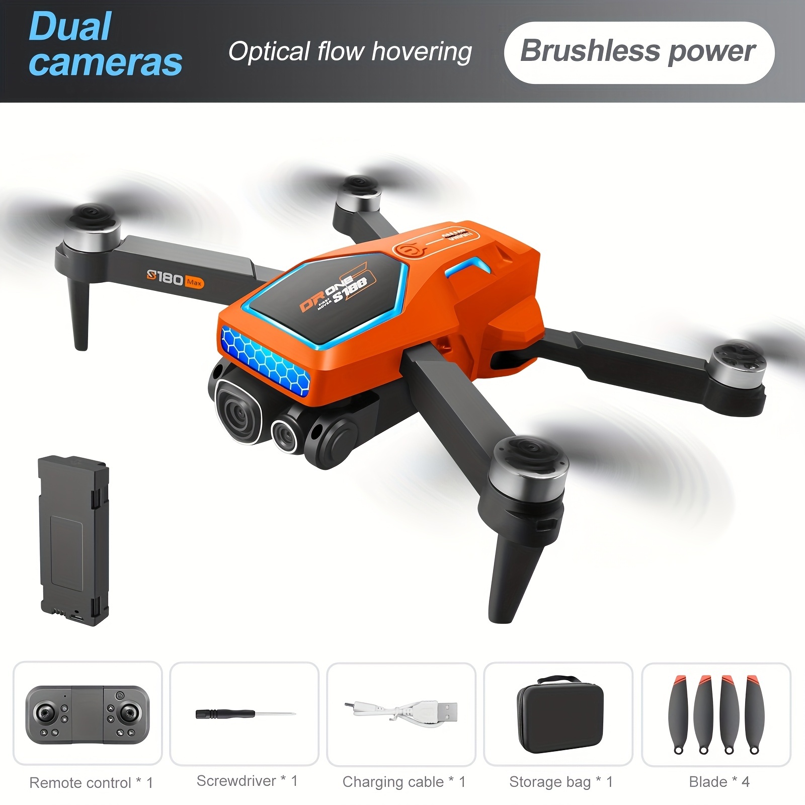 iKid S180 Max Brushless Racing Drone 4K Camera Hd Obstacle Avoidance Wifi Fpv Quadcopter Optical Flow Positioning Radio Control Toy