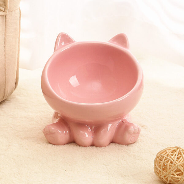 iKid Ceramic Cat Bowl Cat Bowl Cat Food Bowl Neck Guard Oblique Mouth Dog Bowl Pet Bowl - Image 6