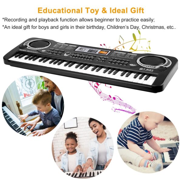 iKid 61 Keys Digital Music Electronic Keyboard Electric Piano Musical Instrument Kids Learning Keyboard With Microphone For Beginners Kids Girls Boys Adults - Image 2
