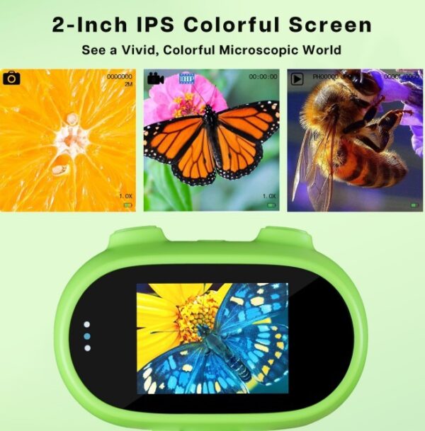 iKid Handheld Microscope For Kids 500-1000X Pocket Miniscope Educational Science Toys 2'' Ips Screen Portable Handheld Digital Microscope Gifts For Birthday Christmas Science Gift - Image 2