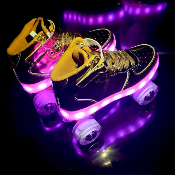iKid Led Rechargeable Double Row Roller Skates - Image 4