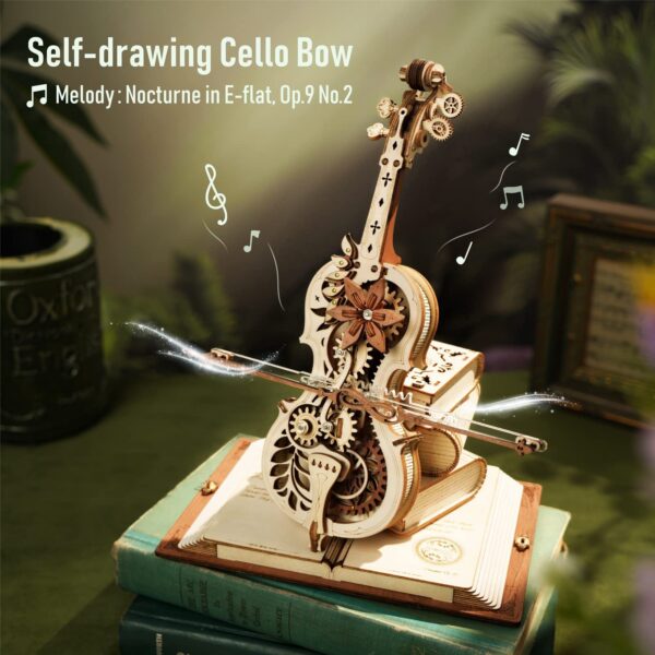 iKid Robotime Rokr Magic Cello Mechanical Music Box Moveable Stem Funny Creative Toys For Child Girls 3D Wooden Puzzle Amk63