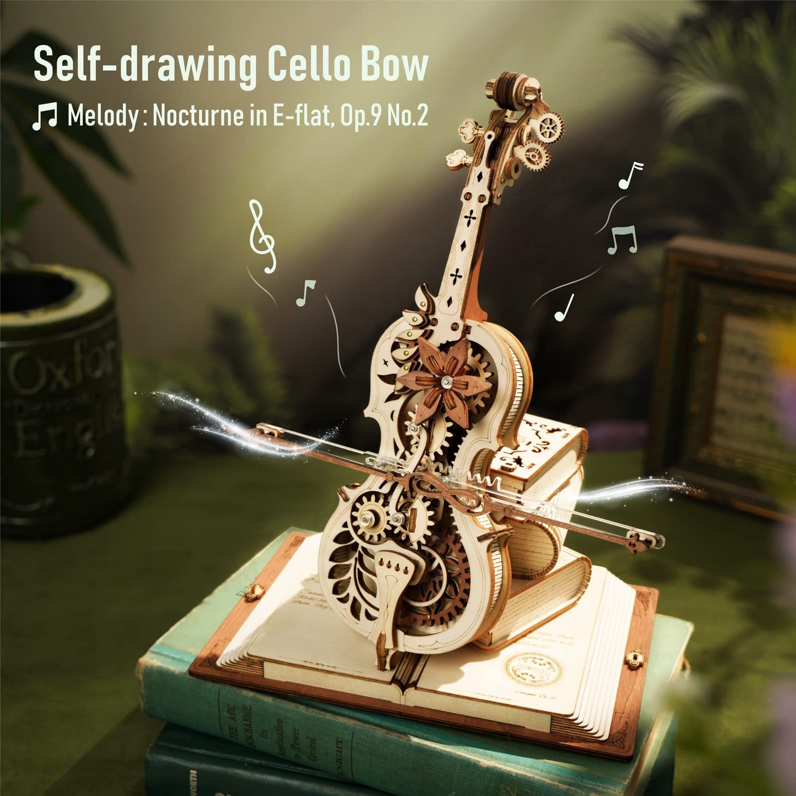 iKid Robotime Rokr Magic Cello Mechanical Music Box Moveable Stem Funny Creative Toys For Child Girls 3D Wooden Puzzle Amk63