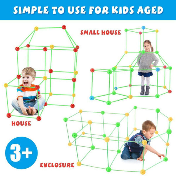 iKid 265Pcs Diy Build Your Own Den Set Children Present Tent Kids Funny Boy Girl Toys - Image 4
