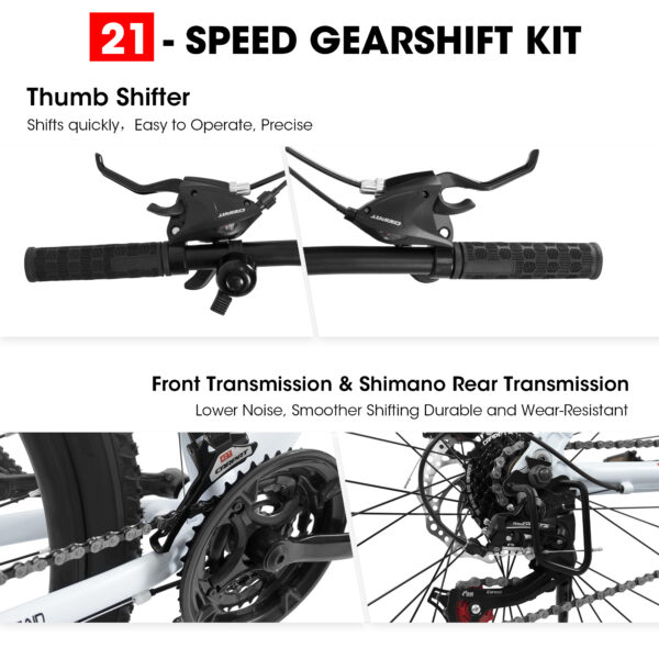 iKid A27366 27 Inch Mountain Bike 21 Speed Suspension Fork Aluminum Frame Disc Brake Mountain Biking For Both Men And Women. - Image 9