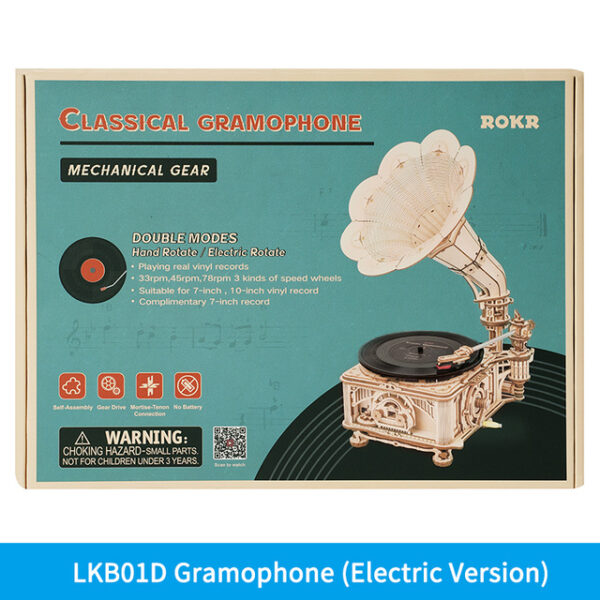 iKid Robotime Rokr Diy Hand Crank Classic Gramophone Wooden Puzzle Model Building Kits Assembly Toy Gift For Children Lkb01 - Image 7