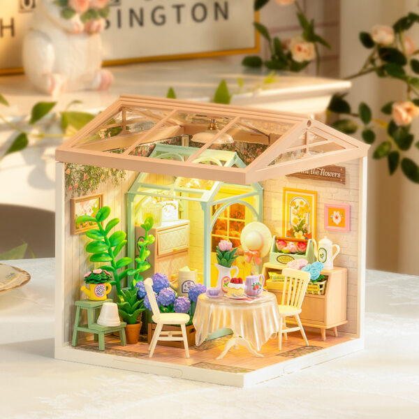iKid Robotime Diy Miniature House Kit Dollhouse Model Building Craft Kit Birthday Creative Gifts For Adults Kids Girls Boys Blooming Tea Garden - Image 8