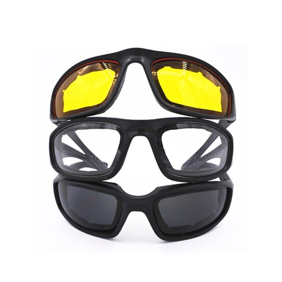 iKid 3 Pair Motorcycle Sports Padded Biker Riding Glasses Wind Resistant Sunglasses