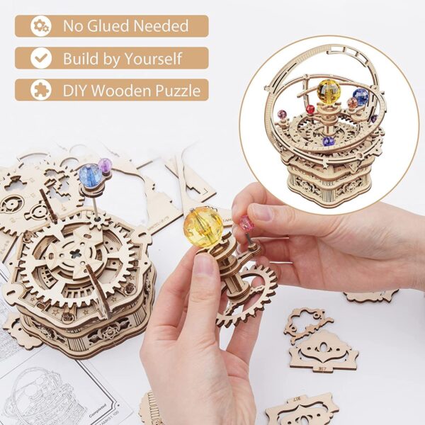 iKid Rokr Rotating Starry Night Mechanical Music Box 3D Wooden Puzzle Assembly Model Building Kits Toys For Children Kids - Amk51 - Image 8