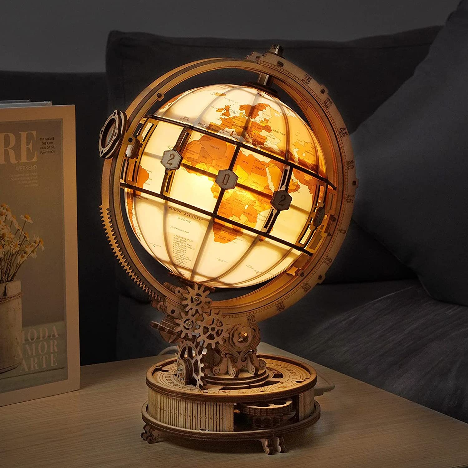 iKid Rokr Luminous Globe 3D Wooden Hot Selling 180Pcs Model Building Block Kits Toy