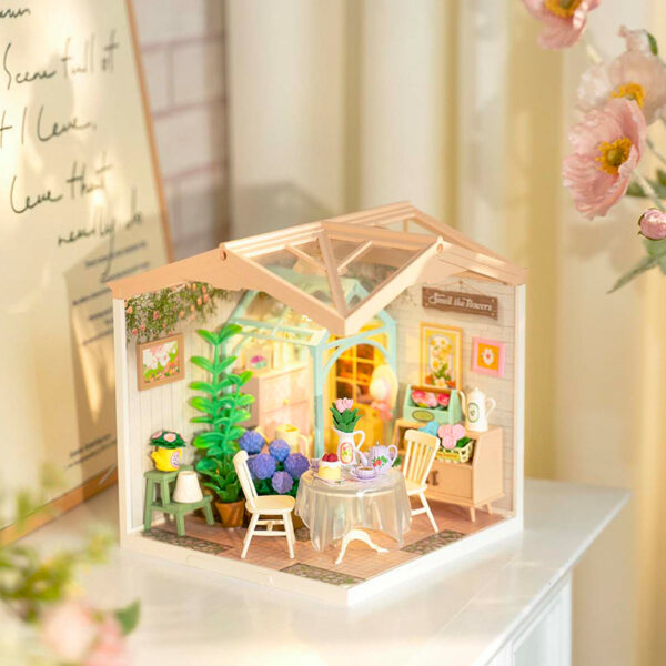 iKid Robotime Diy Miniature House Kit Dollhouse Model Building Craft Kit Birthday Creative Gifts For Adults Kids Girls Boys Blooming Tea Garden - Image 5