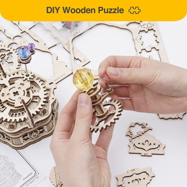 iKid Rokr Rotating Starry Night Mechanical Music Box 3D Wooden Puzzle Assembly Model Building Kits Toys For Children Kids - Amk51 - Image 9