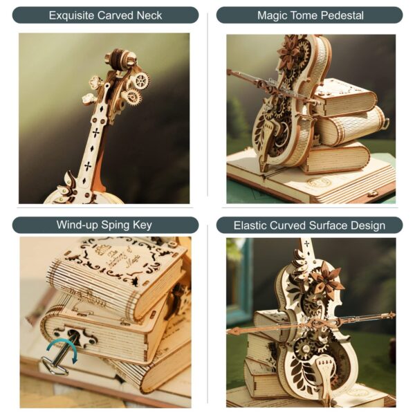 iKid Robotime Rokr Magic Cello Mechanical Music Box Moveable Stem Funny Creative Toys For Child Girls 3D Wooden Puzzle Amk63 - Image 6