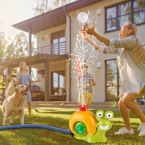iKid 2 In 1 Snail Water Sprinkler Baseball Toy With 2 Sprinkler Nozzles 360 Degree Rotating Spray Baseball Sprinkler Summer Water Toy For 4-8Years Old Boys Girls Pool Garden Lawn - Image 4