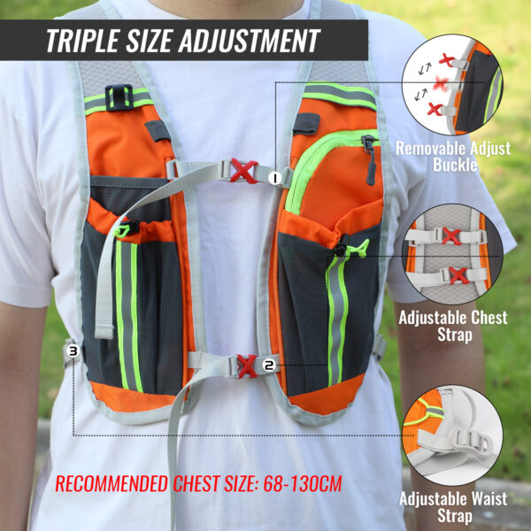 iKid Nepfaivy Running Vest Hydration Backpack - Lightweight And Reflective Running Hydration Vest With Multi-Pouches Breathable And Adjustable Running Backpacks For Outdoor Running Cycling Climbing - Image 3