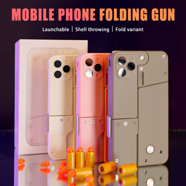 iKid Folding Pistol Bullet Automatic Shell Throwing Toy Creative Soft Bullet Toy Mobile Phone Appearance Gun Outdoor Interactive Kid Gift - Image 5