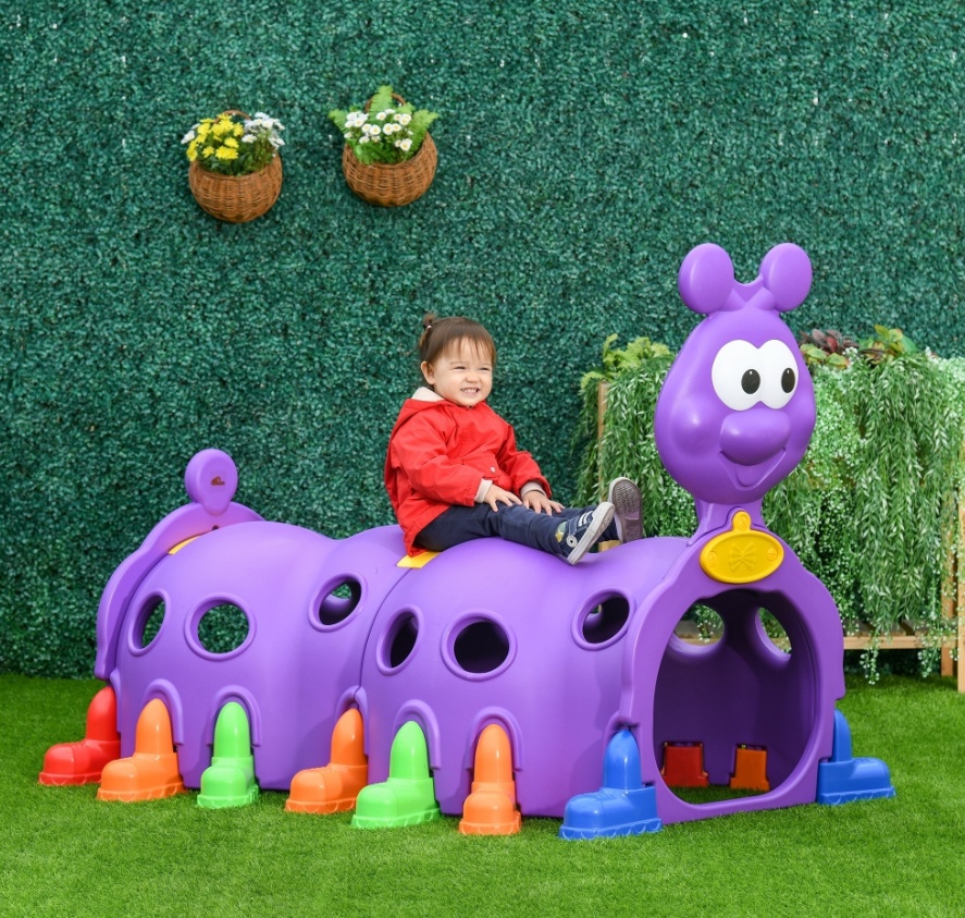 iKid 2 Sections Kids Climbing Tunnel For Indoor Outdoor Climb &Amp; Crawl Toy Play Structure For 3-6 Years Old Boys Girls Purple