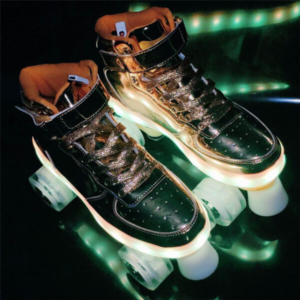 iKid Led Rechargeable Double Row Roller Skates - Image 5