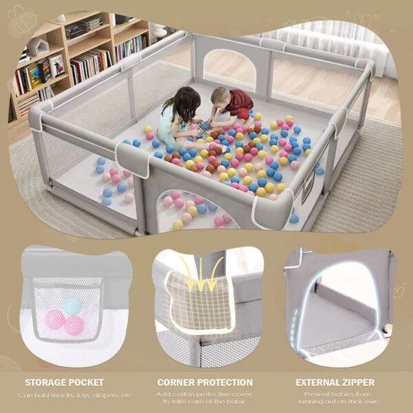 iKid Baby Playpen With Mat Activity Centre Indoor Outdoor Baby Fence Toddlers Babies - Image 4