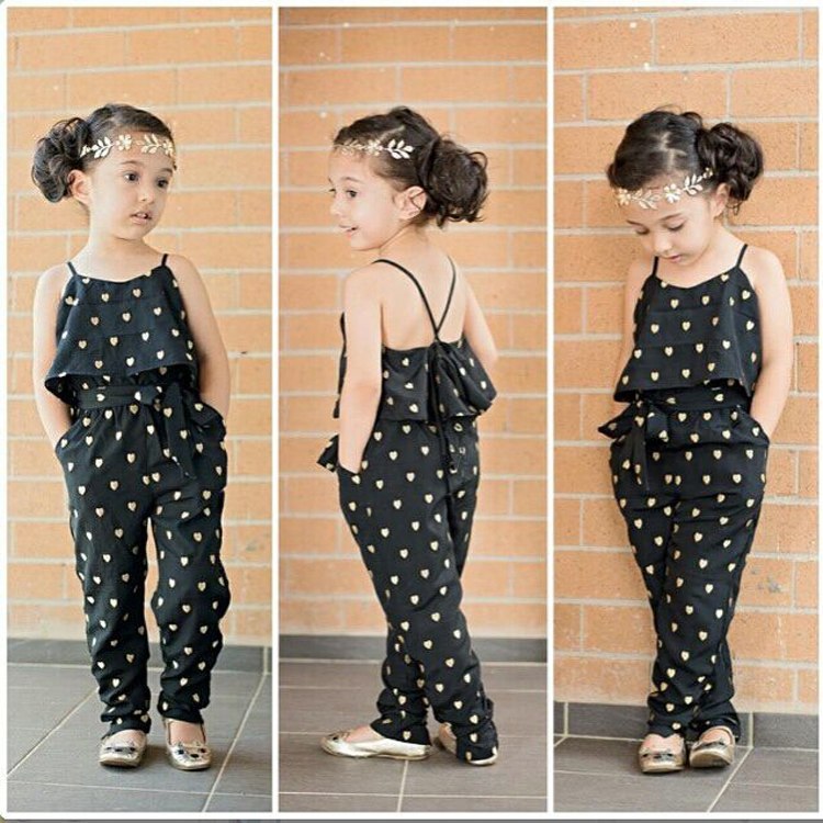 iKid Fashion Summer Kids Girls Clothing Sets Cotton Sleeveless Polka Dot Strap Girls Jumpsuit Clothes Sets Outfits Children Suits