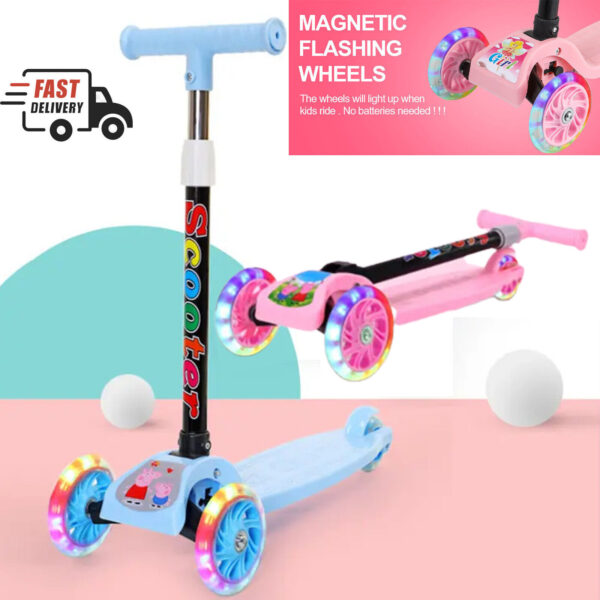 iKid Blue Kids Scooter 3 Wheels Kids Kick Push Flashing Led Light Up Adjustable - Image 6
