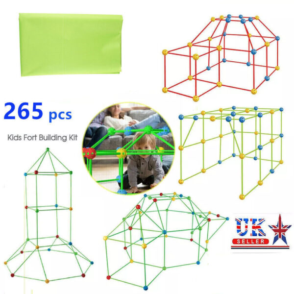 iKid 265Pcs Diy Build Your Own Den Set Children Present Tent Kids Funny Boy Girl Toys - Image 3