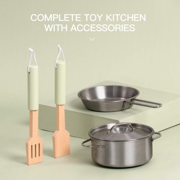 iKid Robud 3D Wooden Pretend Play Kitchen Playset For Toddlers Kids Education Toys - Image 3