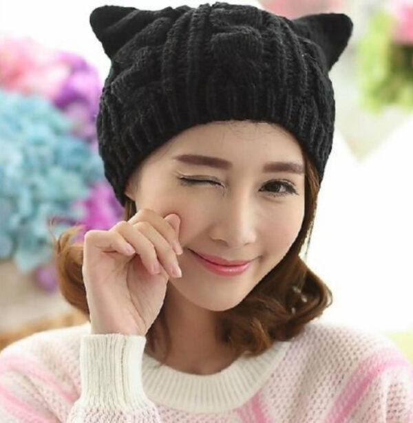 iKid Hand Made 3D Cute Knitted Cat Ear Beanie For Winter - Image 7
