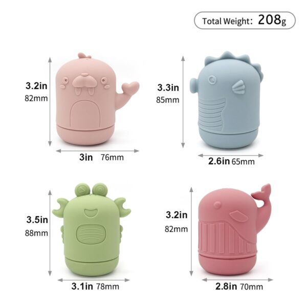 iKid Baby Water Shower Toys Set Bath Water Toys Parent-Child Interactive Toys 4 Pieces --Ocean Color- Safe Soft Rubber Material The Bath Does Not Cry Let The Baby Love The Bath - Image 3
