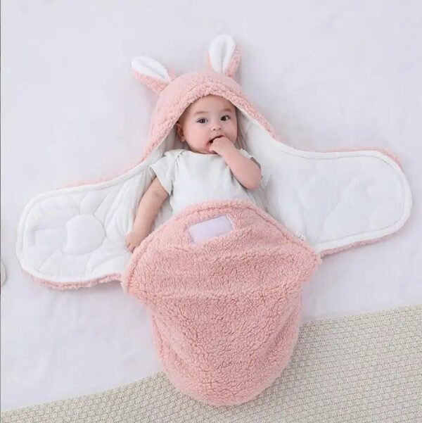 iKid Super Soft Baby Sleeping Bag Fluffy Fleece Newborn Blanket Swaddle Blankets Unisex Baby Wrap For Newborn Baby Boys Girls With Head-Protecting &Amp; Head-Supporting Function Wearable Swaddle Sleep Sack - Image 4