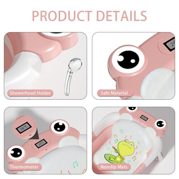 iKid Baby Bathtub Foldable Baby Bath Tub With Soft Floating Cushion &Amp; Thermometer Collapsible Portable Travel Baby Bath Tub - Image 4