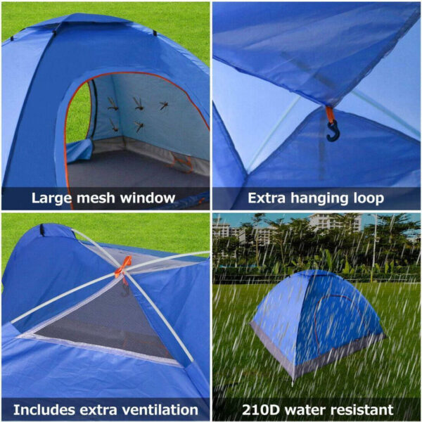 iKid 3-4 Person Automatic Up Outdoor Hiking Camping Tent Waterproof Uv Protection - Image 4